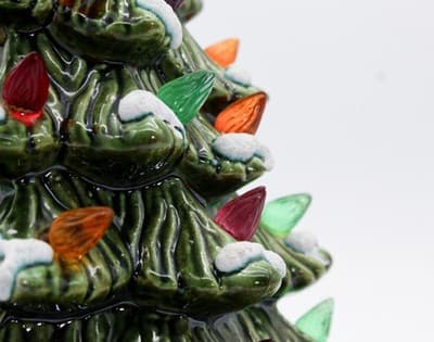 Vtg Ceramic Atlantic Mold Style Flocked Multicolor Light Small Christmas Tree - Thumbnail 3
