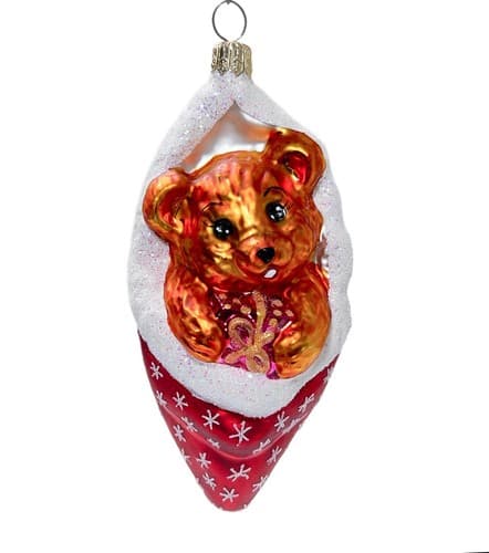 CHRISTOPHER RADKO 1998 "Cozykins" Bear Stocking Christmas Glass Ornament - Image 1