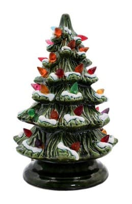 Vtg Ceramic Atlantic Mold Style Flocked Multicolor Light Small Christmas Tree - Image 1