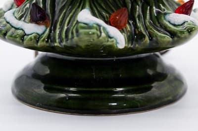 Vtg Ceramic Atlantic Mold Style Flocked Multicolor Light Small Christmas Tree - Thumbnail 4