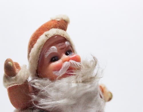 Vintage Felt Plastic Flocked Dancing Santa Christmas Holiday Decoration Ornament - Thumbnail 9