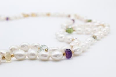 Designer JADED Natural Pearls & Assorted Gemstones Double Strand Necklace - Thumbnail 10
