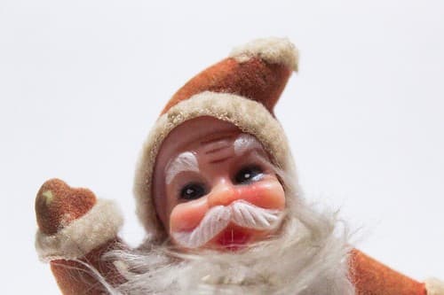 Vintage Felt Plastic Flocked Dancing Santa Christmas Holiday Decoration Ornament - Thumbnail 2