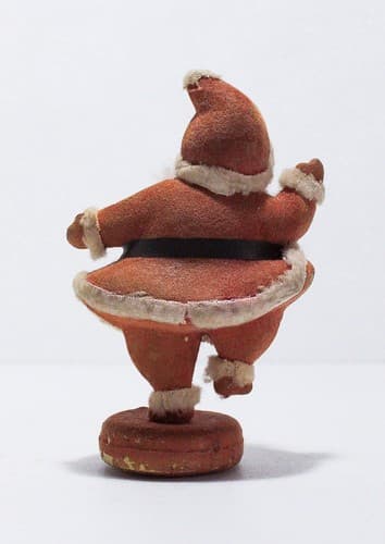 Vintage Felt Plastic Flocked Dancing Santa Christmas Holiday Decoration Ornament - Thumbnail 6