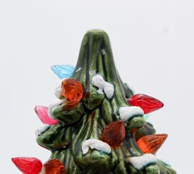 Vtg Ceramic Atlantic Mold Style Flocked Multicolor Light Small Christmas Tree - Thumbnail 7
