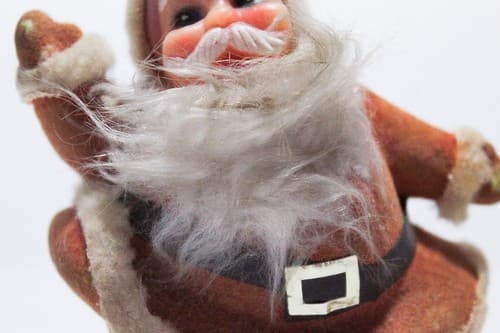 Vintage Felt Plastic Flocked Dancing Santa Christmas Holiday Decoration Ornament - Thumbnail 3