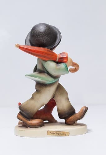 Vintage HUMMEL " Strolling Along" Boy w/ Dog & Umbrella Porcelain Figurine - Thumbnail 5