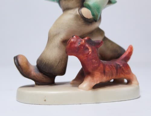 Vintage HUMMEL " Strolling Along" Boy w/ Dog & Umbrella Porcelain Figurine - Thumbnail 3