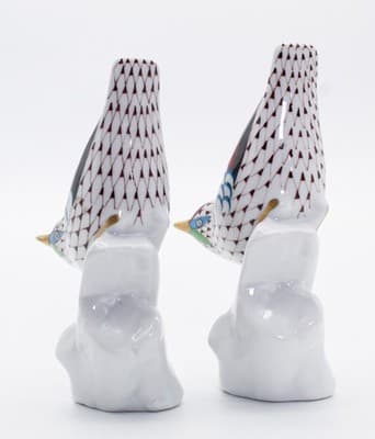 2 HOLLOHAZA Hungary Fishnet Porcelain Bird On Branch Hand Painted Figurines - Thumbnail 6