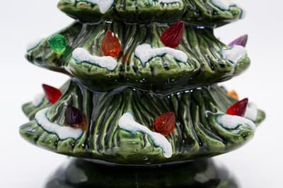 Vtg Ceramic Atlantic Mold Style Flocked Multicolor Light Small Christmas Tree - Thumbnail 5