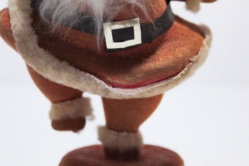 Vintage Felt Plastic Flocked Dancing Santa Christmas Holiday Decoration Ornament - Thumbnail 4