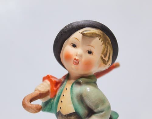 Vintage HUMMEL " Strolling Along" Boy w/ Dog & Umbrella Porcelain Figurine - Thumbnail 2