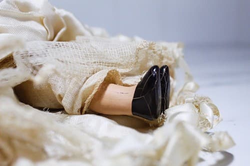 Antique A Virga Doll Silk Dress Bride Toy Doll Missing Arm - Thumbnail 10