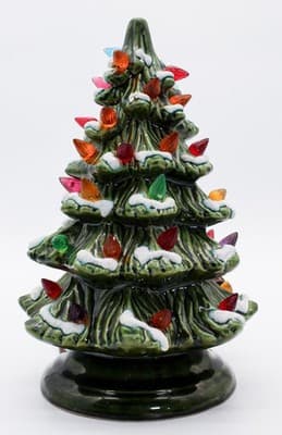 Vtg Ceramic Atlantic Mold Style Flocked Multicolor Light Small Christmas Tree - Thumbnail 9