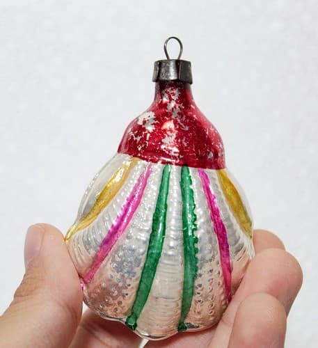 Antique European Blown Glass Muticolor Seashell Motif Christmas Ornament - Thumbnail 3