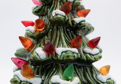 Vtg Ceramic Atlantic Mold Style Flocked Multicolor Light Small Christmas Tree - Thumbnail 6