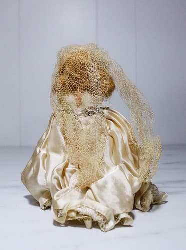 Antique A Virga Doll Silk Dress Bride Toy Doll Missing Arm - Thumbnail 7