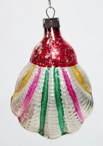 Antique European Blown Glass Muticolor Seashell Motif Christmas Ornament - Thumbnail 5