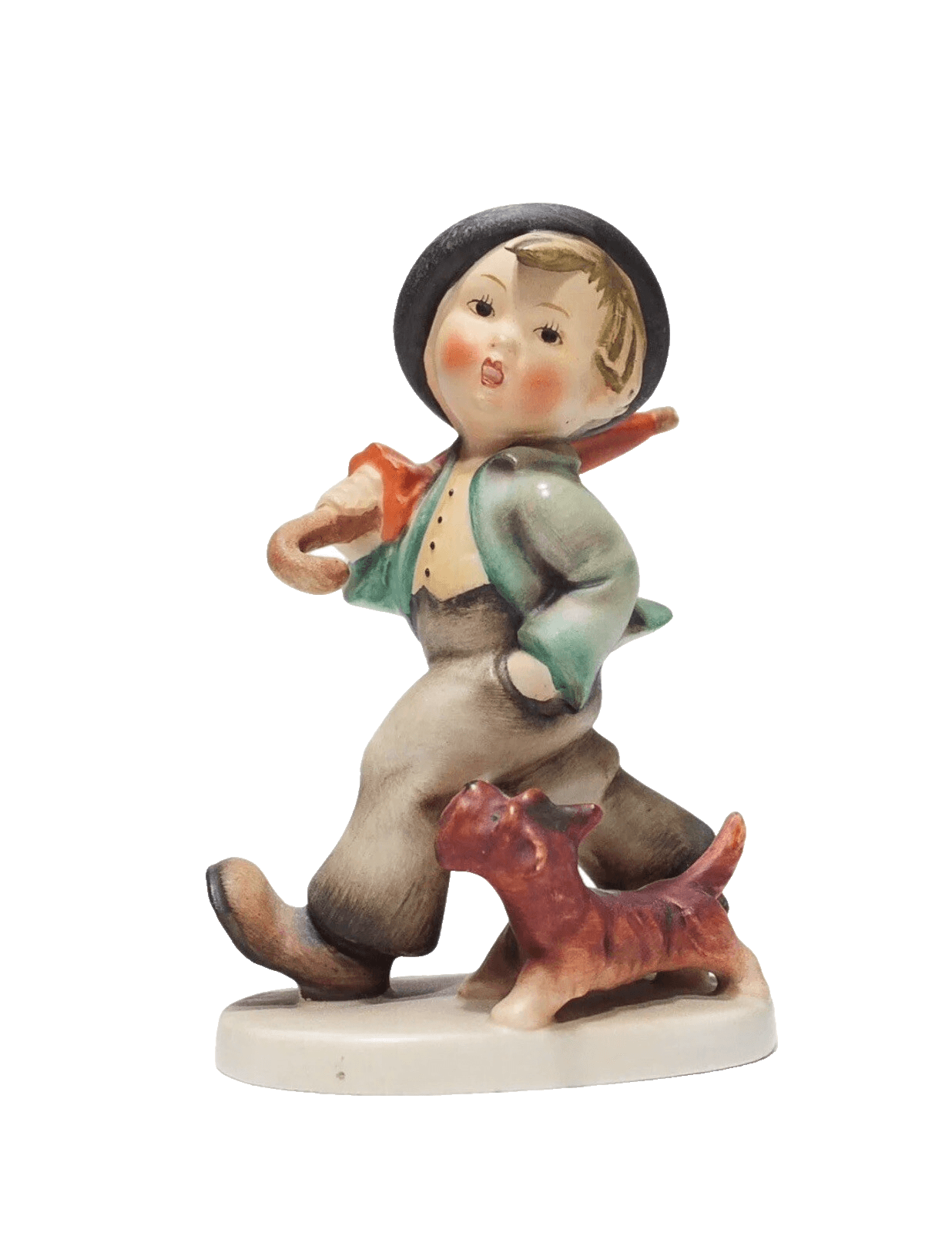 Vintage HUMMEL " Strolling Along" Boy w/ Dog & Umbrella Porcelain Figurine - Image 1