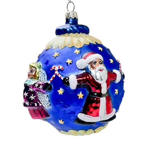 CHRISTOPHER RADKO 1998 Circle of Cheer Blue Glass Christmas Ornament - Image 1