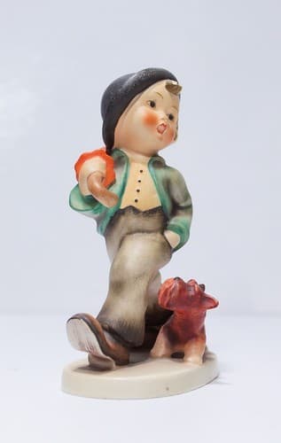 Vintage HUMMEL " Strolling Along" Boy w/ Dog & Umbrella Porcelain Figurine - Thumbnail 4
