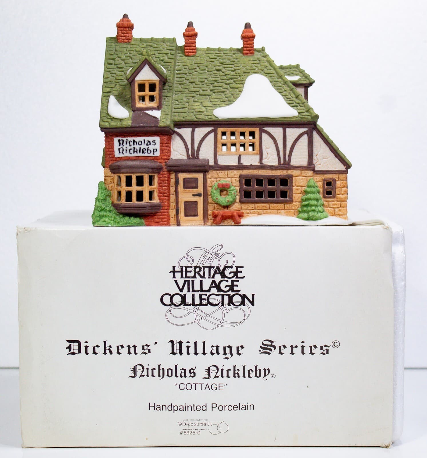 DEPARTMENT 56 "Nicholas Nickleby" Hand Painted Porcelain House With Box & Light - Thumbnail 6