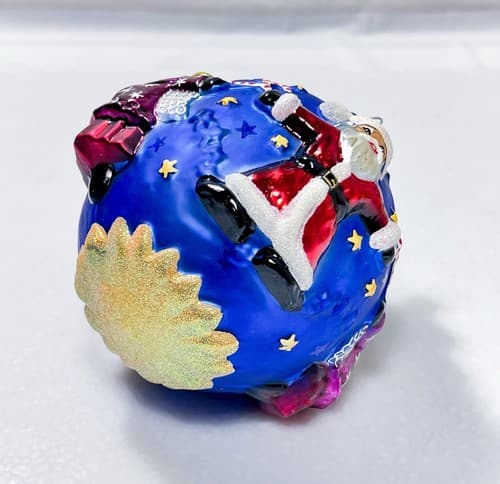 CHRISTOPHER RADKO 1998 Circle of Cheer Blue Glass Christmas Ornament - Thumbnail 3