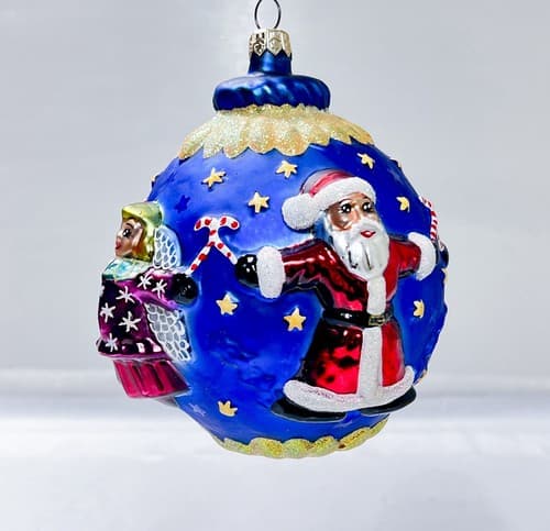 CHRISTOPHER RADKO 1998 Circle of Cheer Blue Glass Christmas Ornament - Thumbnail 6
