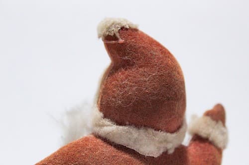 Vintage Felt Plastic Flocked Dancing Santa Christmas Holiday Decoration Ornament - Thumbnail 8