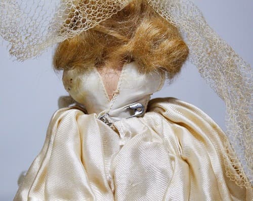 Antique A Virga Doll Silk Dress Bride Toy Doll Missing Arm - Thumbnail 8