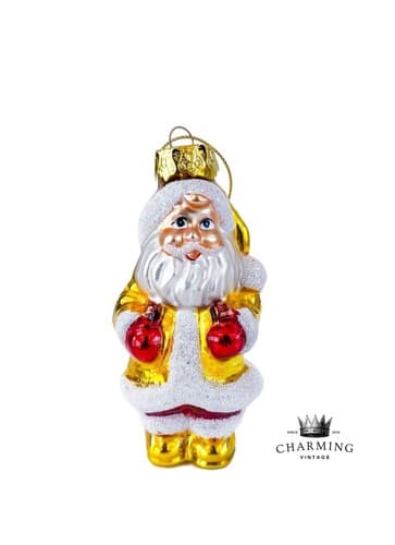 Vintage Blown Glass Santa Claus w/ Presents Christmas Ornament - Image 1