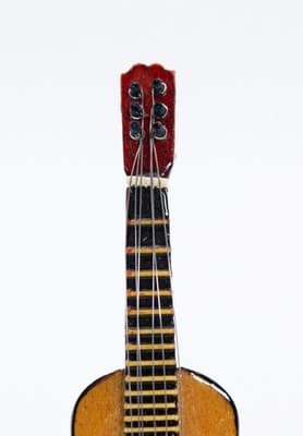 Vintage Miniature Dollhouse Wood Guitar Musical Instrument Accesory Handmade - Thumbnail 6