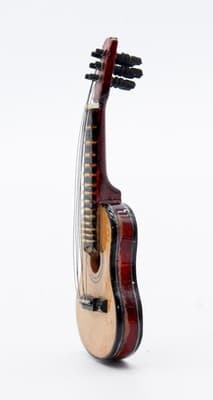 Vintage Miniature Dollhouse Wood Guitar Musical Instrument Accesory Handmade - Thumbnail 4