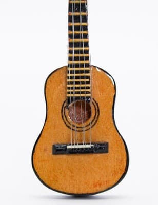 Vintage Miniature Dollhouse Wood Guitar Musical Instrument Accesory Handmade - Thumbnail 2