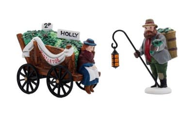 DEPARTMENT 56 "Chelsea Market Mistletoe Monger & Cart" Christmas Village Access. - Image 1