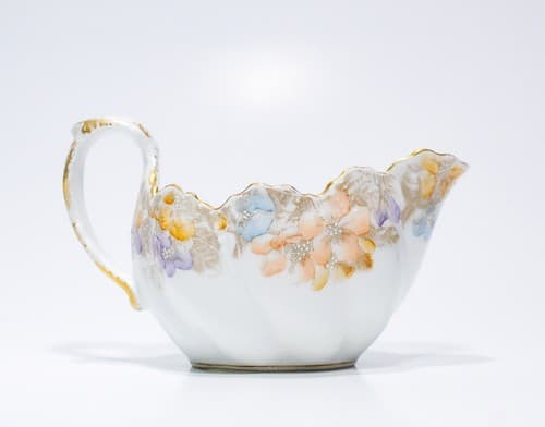 Antique Hand Painted Gold Gilt France Limoges T&V Floral Porcelain Gravy Boat - Image 1