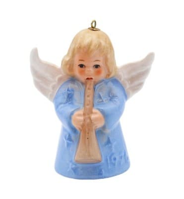 Hummel Goebel 1976 Blue Angel Bell Germany Porcelain Christmas Ornament TMK5 - Image 1