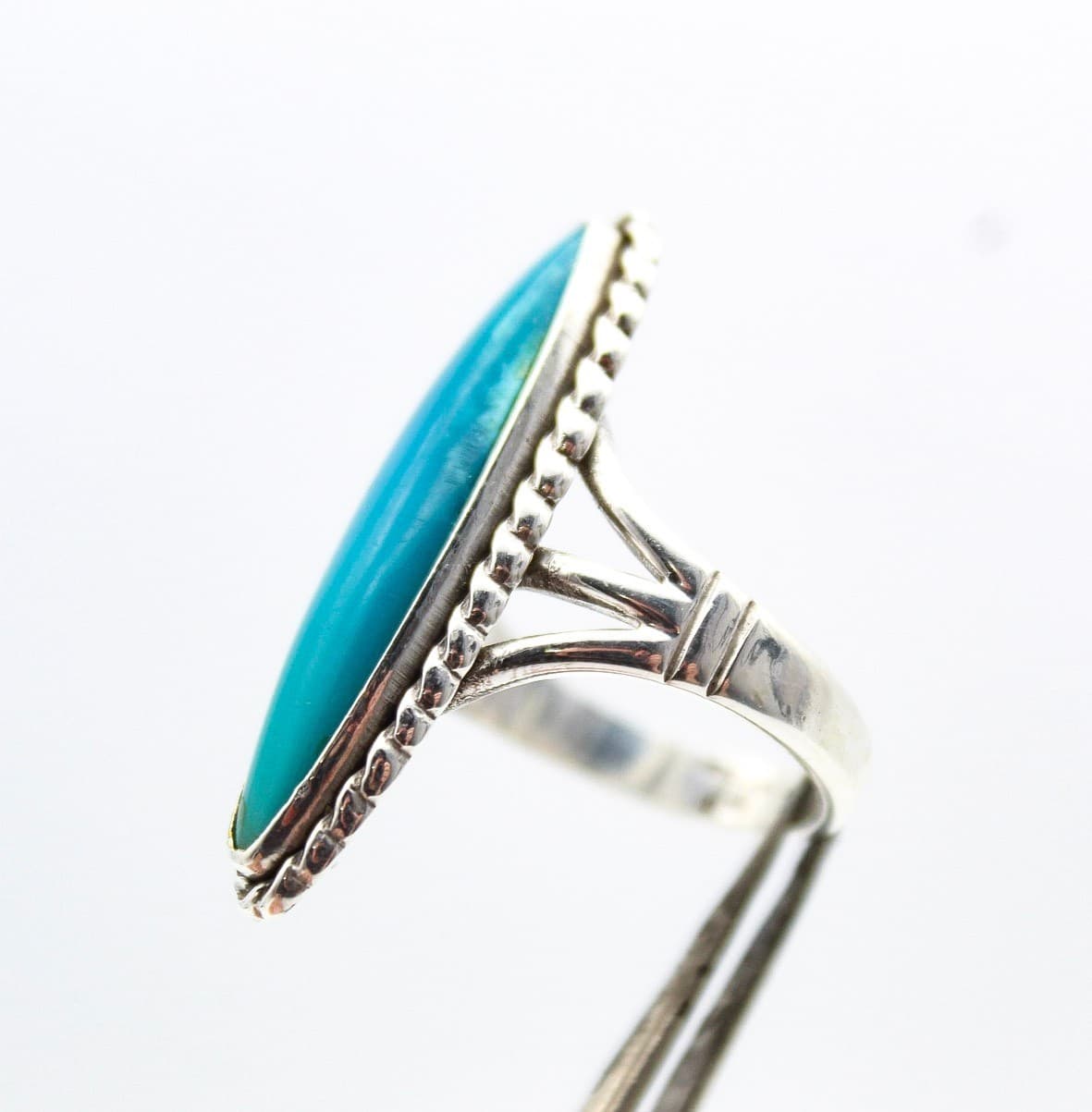 Fred Harvey Vintage Sterling Silver Native American Turquoise Ring Size 7.5 - Thumbnail 5