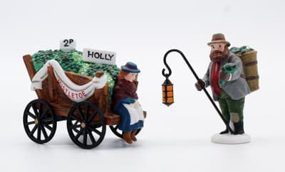 DEPARTMENT 56 "Chelsea Market Mistletoe Monger & Cart" Christmas Village Access. - Thumbnail 3