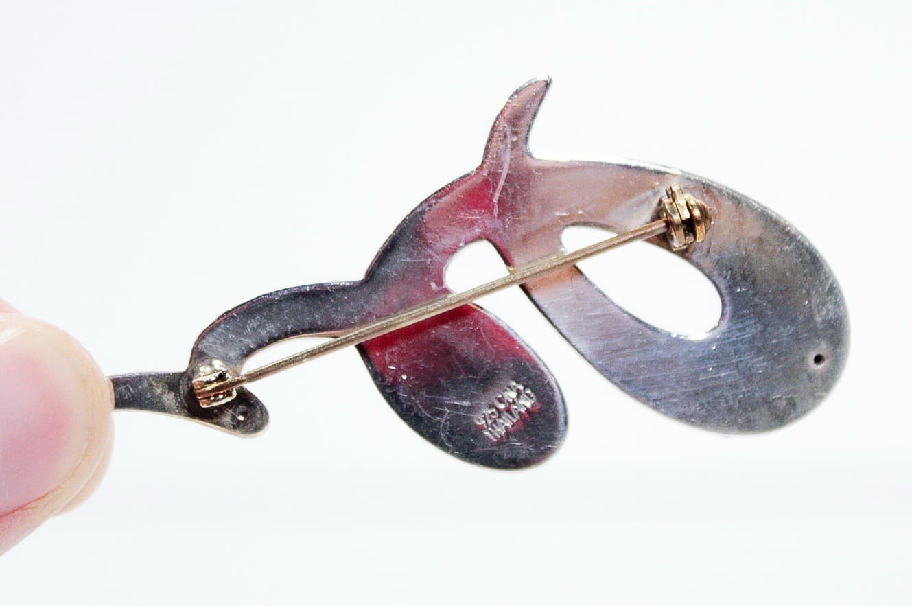 Vintage Sterling Silver 925 Curvy Design Large Statement Pin Brooch - Thumbnail 4