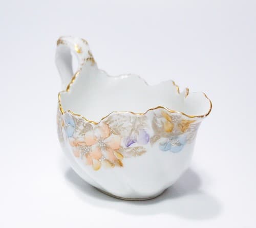 Antique Hand Painted Gold Gilt France Limoges T&V Floral Porcelain Gravy Boat - Thumbnail 7
