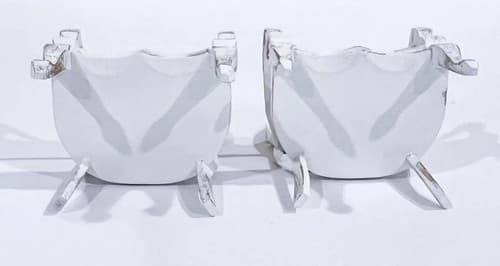 2 Vintage Mystic Style Upholstered White Chairs Dollhouse Miniature Furniture - Thumbnail 4