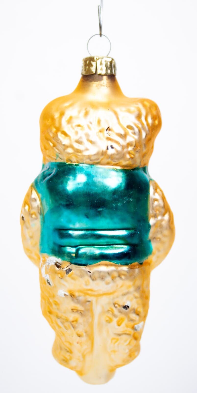 Vintage Blown Mercury Glass Gold Teddy Bear Christmas Tree Ornament 4" - Thumbnail 2