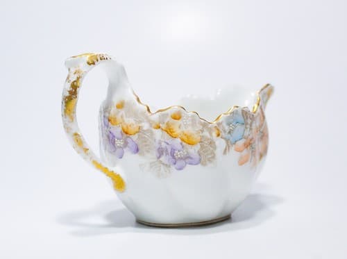 Antique Hand Painted Gold Gilt France Limoges T&V Floral Porcelain Gravy Boat - Thumbnail 2
