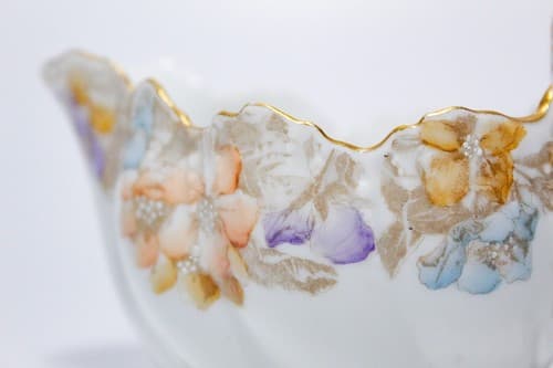 Antique Hand Painted Gold Gilt France Limoges T&V Floral Porcelain Gravy Boat - Thumbnail 5