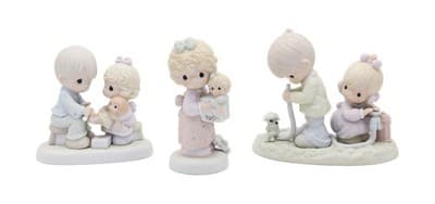 3 Precious Moments There Shall Be Showers Of Blessings Porcelain Figurines - Image 1
