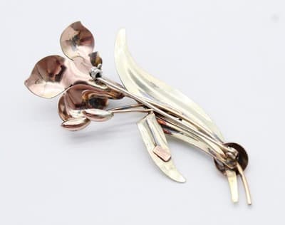Carl Art Rose & Yellow 12k Gold Filled On Sterling 925 Floral Statement Brooch - Thumbnail 7