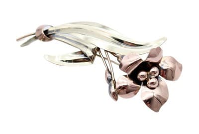 Carl Art Rose & Yellow 12k Gold Filled On Sterling 925 Floral Statement Brooch - Image 1