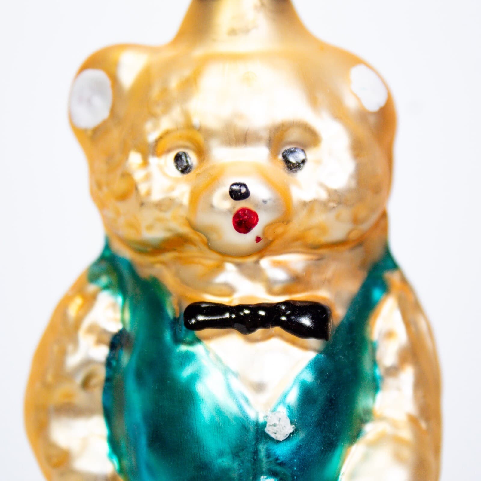 Vintage Blown Mercury Glass Gold Teddy Bear Christmas Tree Ornament 4" - Thumbnail 3