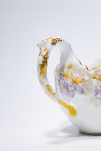 Antique Hand Painted Gold Gilt France Limoges T&V Floral Porcelain Gravy Boat - Thumbnail 3